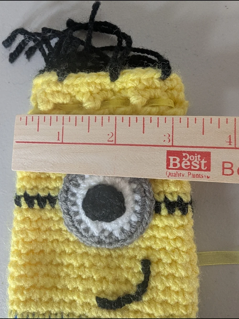 Handmade Crochet Minion Drawstring Pouch Gift Card Holder Candy Bag Kids Party